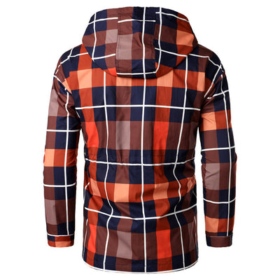 Abrigo Impermeable Cuadrillé Oversized con Capucha para Parejas - Image 8