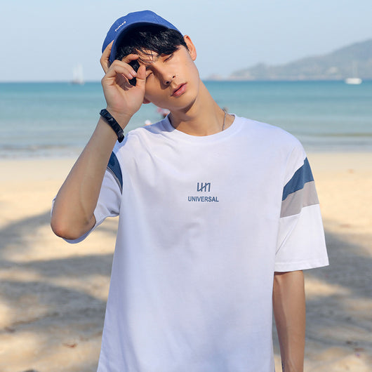 Playera Casual de Algodón para Hombre con Cuello Redondo y Estampado Contrastante - Image 4