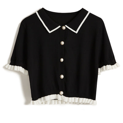 Blusa Cuello Muñeca Seda Hielo Manga Corta - Image 10