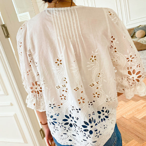 Blusa Casual Bordada para Mujer