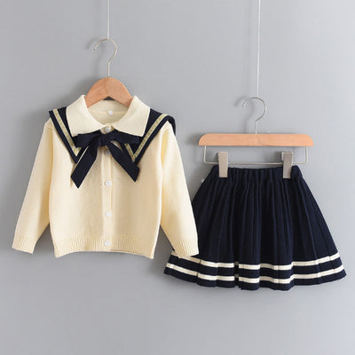 Conjunto Cardigan y Falda Tejida Estilo Occidental para Niña - Image 6