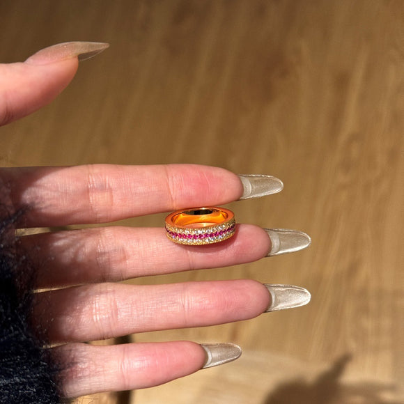 Anillo de Plata Esterlina para Mujer con Circón Rojo Rosa - Lujo Accesible