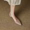 Zapatos de Tacón Bajo Estilo Retro Francés en Cuero Genuino para Mujer
