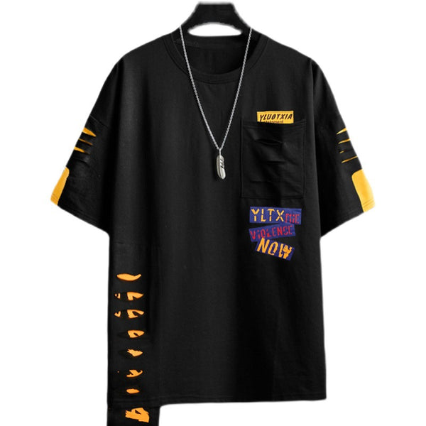Playera Holgada Hip Hop Street Cuello Redondo para Hombre - Image 5