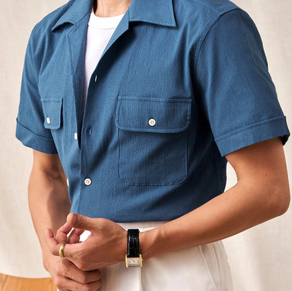 Camisa Cubana Manga Corta para Hombre - Tela Ligera Verano