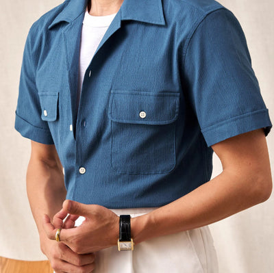 Camisa Cubana Manga Corta para Hombre - Tela Ligera Verano