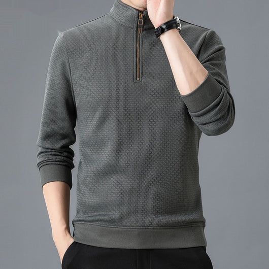 Playera de Cuello Alto con Cierre Medio para Otoño e Invierno - Manga Larga para Hombre - Image 4
