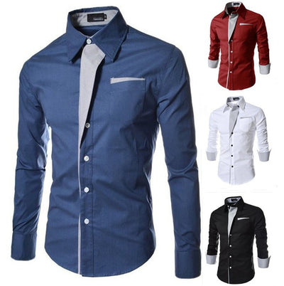 Camisa Slim Fit de Algodón para Hombre - Manga Larga Color Sólido - Image 18