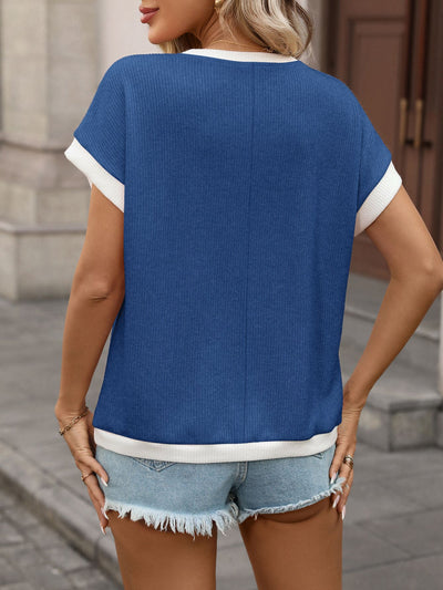 Polera Cuello Redondo Bloques de Color Manga Corta Fit Relajado - Image 19
