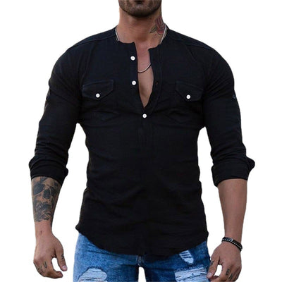 Camisa Casual Slim Fit Color Liso para Hombre - Image 5