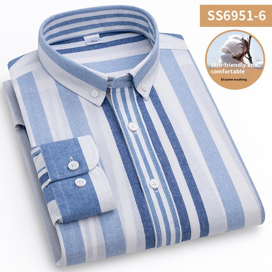 Camisa Casual de Cuello Cuadrado con Rayas para Hombre - Image 10