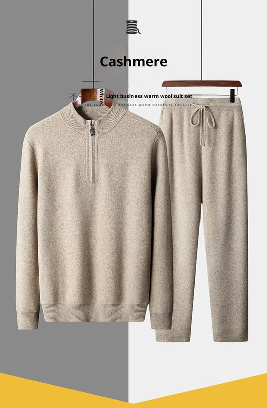Suéter de Punto Grueso con Media Cremallera - Lana de Cabra Premium para Hombre - Image 20