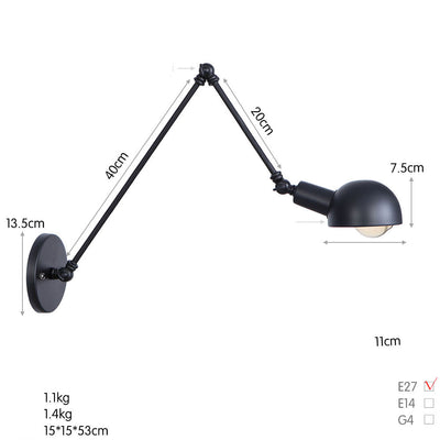 Lámpara de Pared Industrial de Hierro Forjado con Brazo Extensible para Restaurante y Bar - Image 16