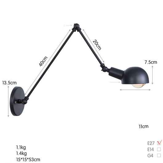 Lámpara de Pared Industrial de Hierro Forjado con Brazo Extensible para Restaurante y Bar - Image 16