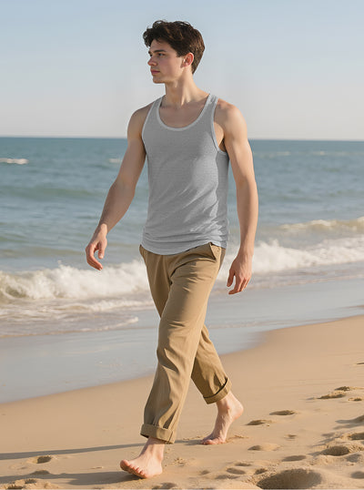 Camiseta Deportiva Hombre Sin Mangas Ajuste I-Strap Colores Sólidos - Image 16