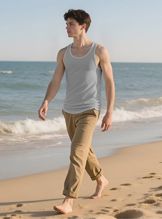 Camiseta Deportiva Hombre Sin Mangas Ajuste I-Strap Colores Sólidos - Image 16