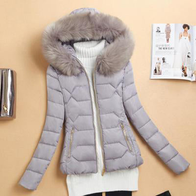 Abrigo de Algodón con Cuello de Piel Sintética para Mujer - Image 2
