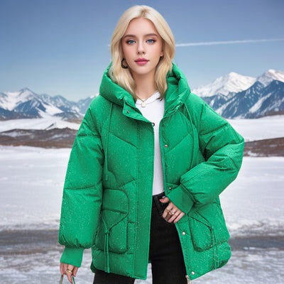 Abrigo Acolchado Coreano Oversize con Relleno de Plumón
