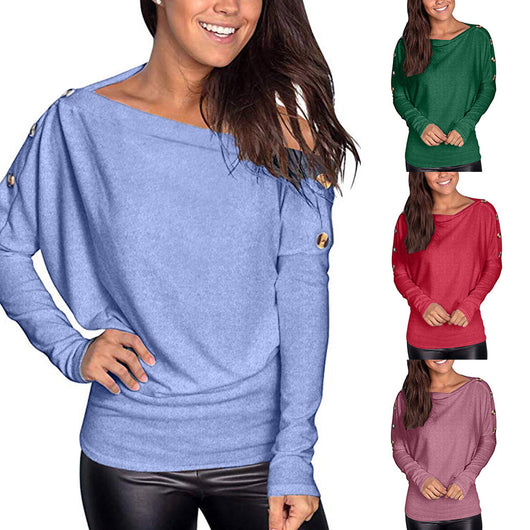 Blusa Casual Asimétrica con Botones y Cuello Barco - Image 6