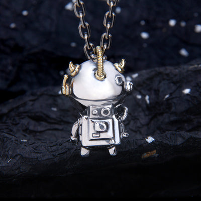 Collar Plata 925 Astronauta Cielo Estrellado Cósmico Vintage - Image 3