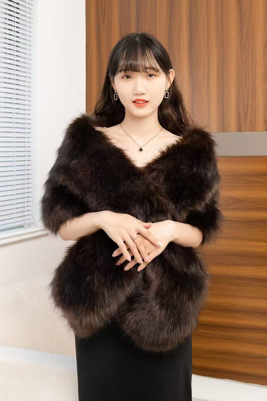 Bufanda Chal con Cuello de Pelaje Sintético para Mujer - Image 14