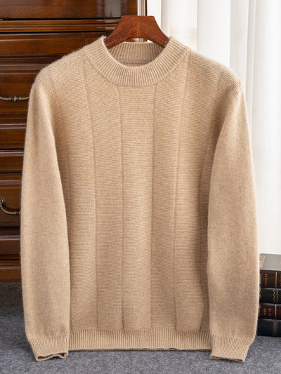 Suéter de Cachemira para Hombre Invierno - Cuello Redondo Rayas Doble Grosor - Image 4