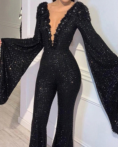 Jumpsuit con Lentejuelas y Cuello en V - Image 8