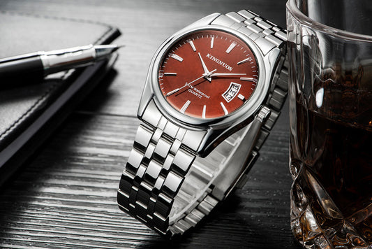 Reloj de Cuarzo Hombre con Banda de Acero Inoxidable Resistente al Agua