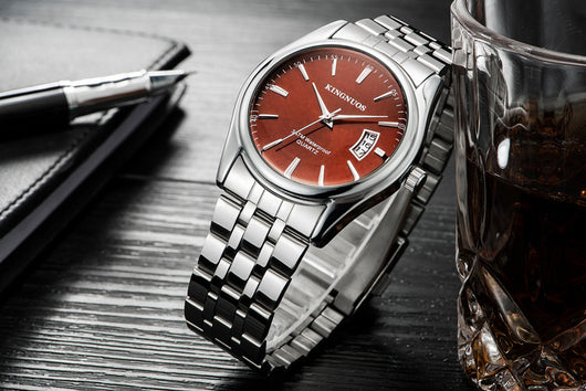 Reloj de Cuarzo Hombre con Banda de Acero Inoxidable Resistente al Agua