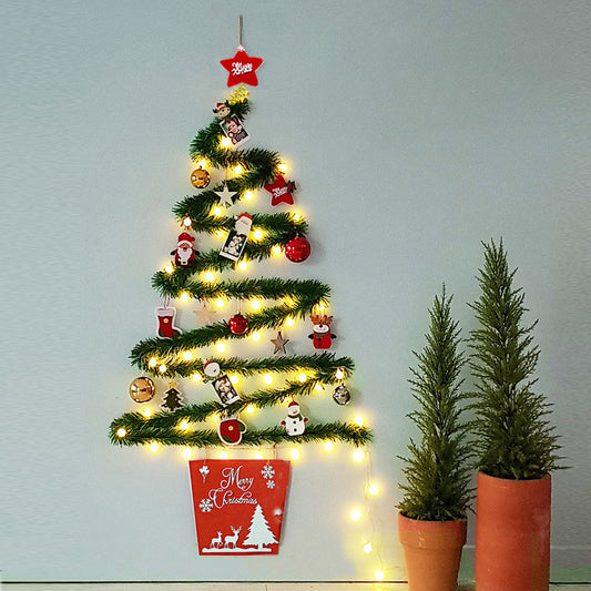 Árbol de Navidad DIY con Luces LED y Adornos Creativos de Pared