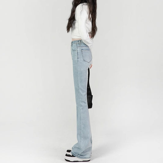 Jeans Acampanados Azul Claro Cintura Alta Reductores Efecto Mopping - Image 2