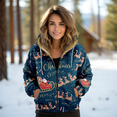 Abrigo Acolchado para Mujer con Capucha y Estampado Digital Otoño-Invierno - Image 12