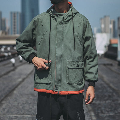 Abrigo Holgado Japonés con Contraste de Colores para Hombre - Image 13