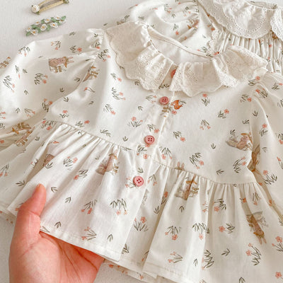Vestido Princesa Floral Estilo Coreano con Conejo para Bebé - Image 4