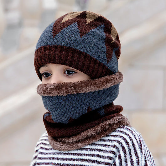 Conjunto de Gorro y Babero Tejido para Niños - Diseño Coreano Letras Abrigado Invierno - Image 5