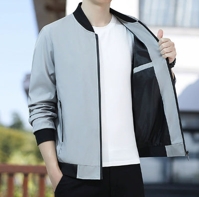 Chaqueta Hombre Primavera Otoño Cuello Alto Diseño Liso - Image 9