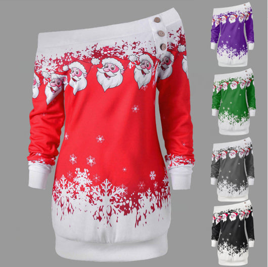 Sudadera Navideña Asimétrica con Estampado para Mujer