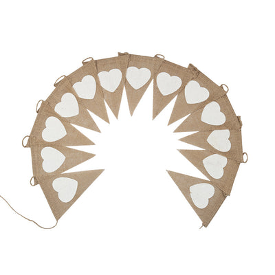 Bandera Decorativa de Lino con Corazones Triángulo para Bodas y Fiestas