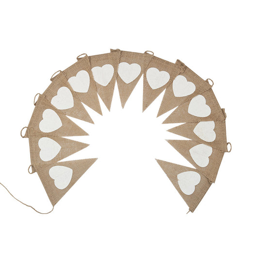 Bandera Decorativa de Lino con Corazones Triángulo para Bodas y Fiestas