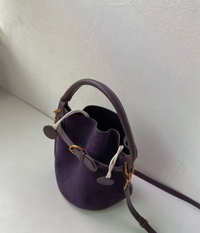 Bolso Mensajero Bucket de Terciopelo Púrpura para Mujer - Image 13