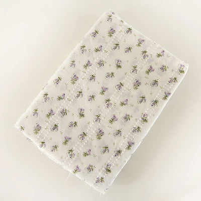 Tela Jacquard de Algodón Estampado Floral Púrpura Estilo Vintage Francés