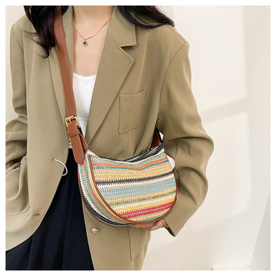 Bolsa Tote de Rafia Arcoíris para Mujer - Bolso Casual de Hombro - Image 19