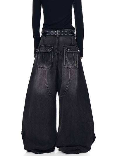 Pantalones Cargo Vintage Desgastados Multi-bolsillos Pierna Ancha Suelta - Image 11