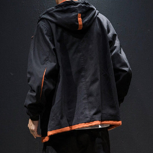 Abrigo Holgado Japonés con Contraste de Colores para Hombre - Image 9