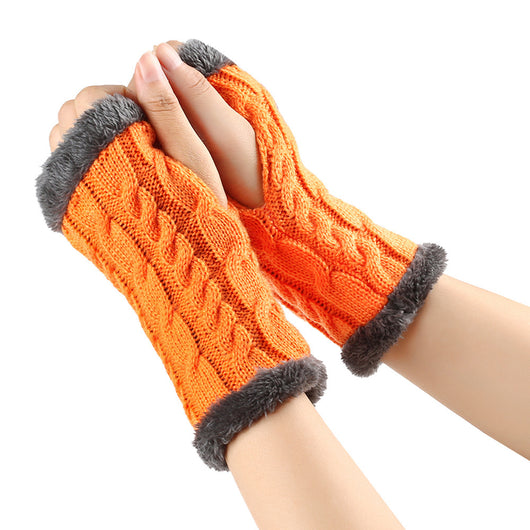Guantes de Invierno Tejidos sin Dedos - Lana Térmica Gruesa para Mujer - Image 9
