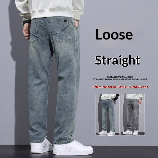 Pantalones Vaqueros Anchos Rectos Estilo Urbano para Hombre