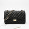 Bolso de Cuero Negro con Cadena de Diamantes para Mujer