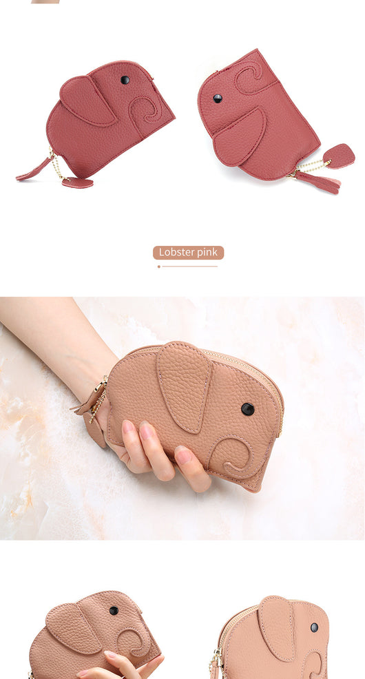 Monedero de Cuero Genuino Elefante Lindo - Cartera Mini Creativa - Image 23