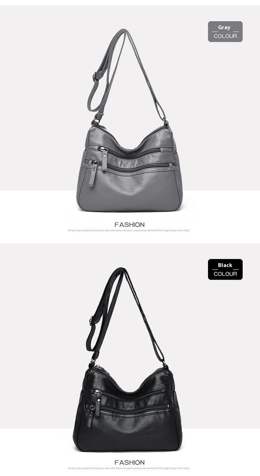 Bolso Bandolera de Cuero Genuino Lavado - Diseño Minimalista Versátil - Image 26