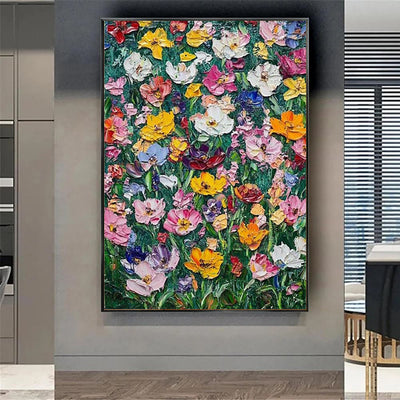 Cuadro al Óleo Floral Vibrante sin Marco Pintado a Mano - Image 2